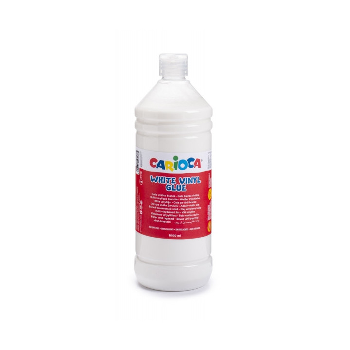 Carioca de Cola Blanca 1L - Tapa con Dispensador - Apta para Papel y Carton - Secado Transparente - Color Blanco