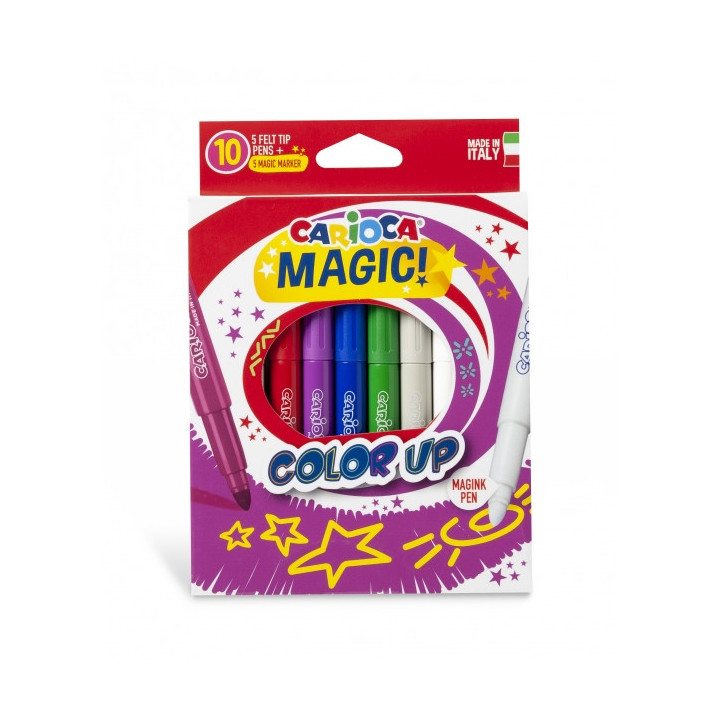 Carioca Color Up Pack de 10 Rotuladores Magicos - Tinta Magica Cambia de Color - Punta Maxi Bloqueada y con Tapa Ventilada - Co