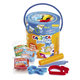Carioca Baby Do Pack con 8 Pastillas de Pasta para Modelar 40gr + 4 Moldes + 2 Herramientas - Practico Bote con Asa - Colores S