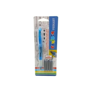 Carioca Primary Pack de 1 Boligrafo Recargable + 4 Cartuchos - Punta Roller de Acero Inoxidable - Dosificador de Flujo Constant