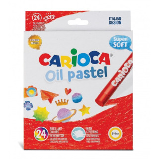 Carioca Pack de 24 Pasteles al Oleo - Colores Brillantes - Lavables - Resistentes a la Luz - Cubrientes - Faciles de Mezclar -
