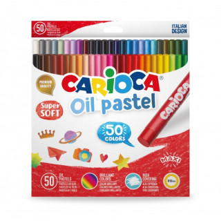 Carioca Pack de 50 Pasteles al Oleo - Colores Brillantes - Lavables - Resistentes a la Luz - Cubrientes - Faciles de Mezclar -