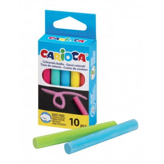 Carioca Pack de 10 Tizas Estandar - sin Polvo - Colores Brillantes - Lavables - Faciles de Borrar - Color Varios