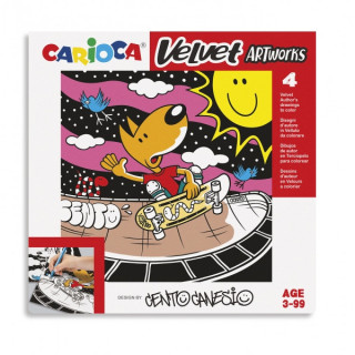 Carioca Velvet Artworks Pack de 4 Ilustraciones de Terciopelo para Colorear - Suave Textura - Desarrolla Destreza y Creatividad