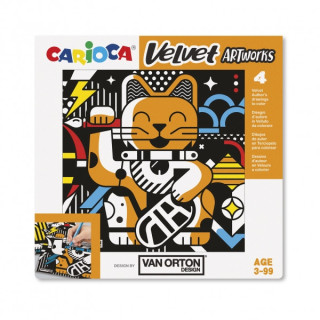 Carioca Velvet Artworks Pack de 4 Ilustraciones de Terciopelo para Colorear - Suave Textura - Desarrolla Destreza y Creatividad