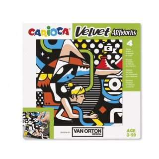 Carioca Velvet Artworks Pack de 4 Ilustraciones de Terciopelo para Colorear - Suave Textura - Desarrolla Destreza y Creatividad