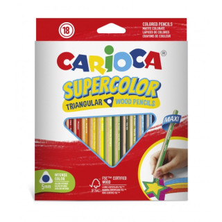 Carioca Supercolor Pack de 18 Lapices de Madera - Cuerpo Triangular Maxi - Colores Intensos y Gran Opacidad - Lapizgrueso Ø 5m