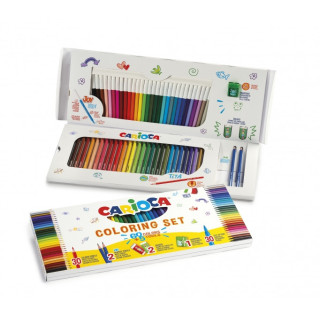 Carioca Joy Pack de 65 Piezas para Colorear - 30 Rotuladores Super Lavables - 30 Lapices de Color Superfuertes - 2 Gomas de Bor