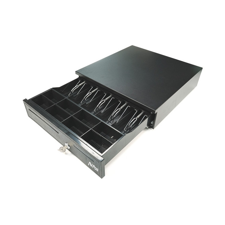 AVPos CASH-U280 Cajon Portamonedas 41cm Automatico - 5 Posiciones Billetes - 8 Posiciones Monedas - RJ11 - Color Negro