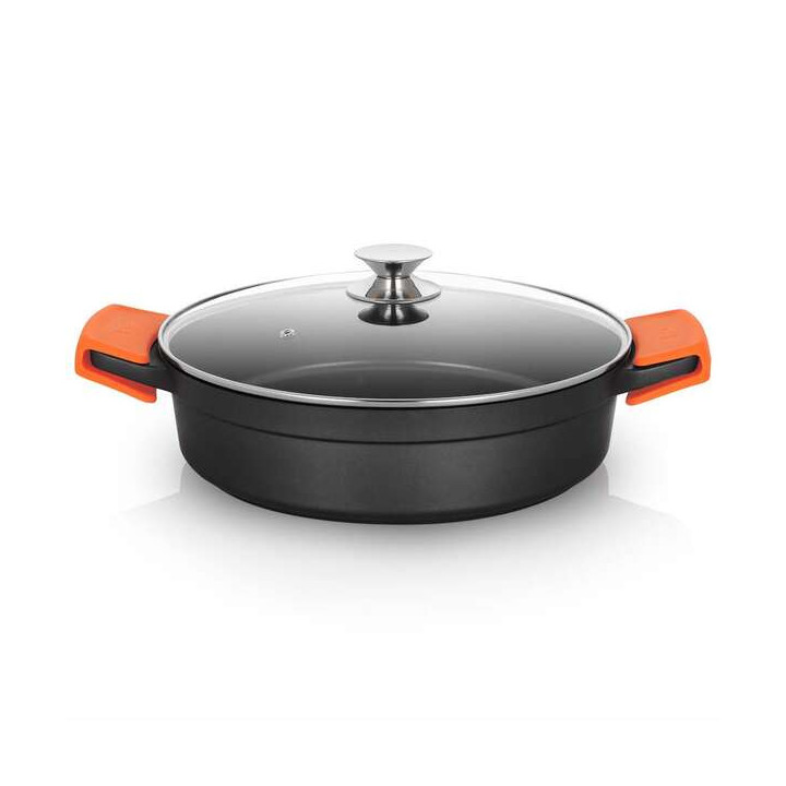 Orbegozo CDB 1032 Cacerola Baja - Aluminio Fundido Indeformable - Capacidad 5.9L - Asas de Silicona - Antiadherente Pfoa - Apta