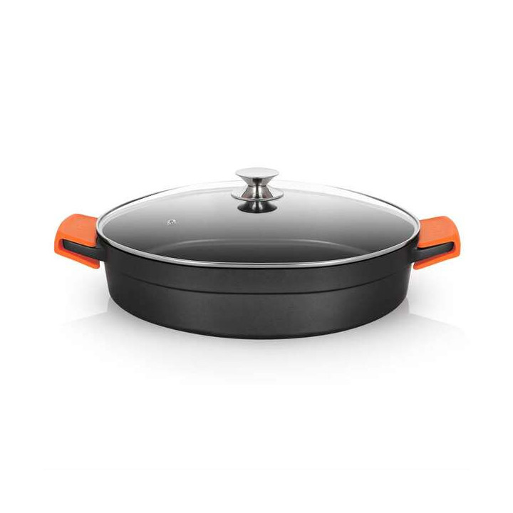 Orbegozo CDB Cacerola Baja Serie 10.5L - Aluminio Fundido Indeformable - Asas de Silicona - Apta para Todo Tipo de Fuegos - Sup