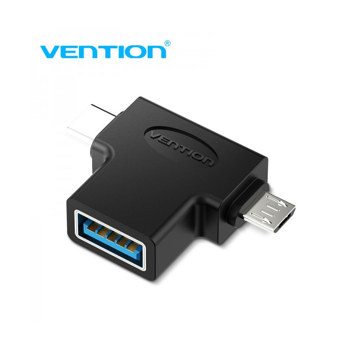Vention Adaptador USB 3.0 USB-C Macho a MicroUSB Macho - Color Negro
