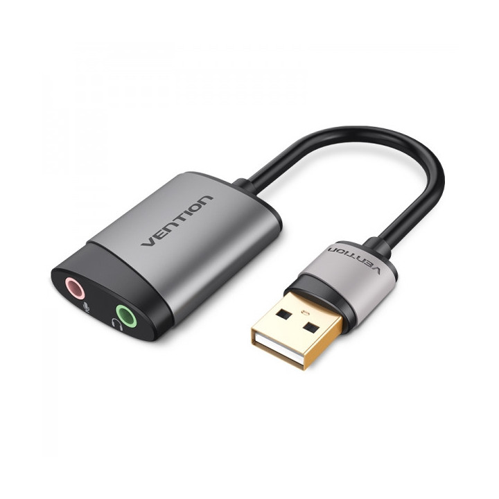 Vention Tarjeta de Sonido USB-A a 2xJack 3.5 Hembra - Color Gris