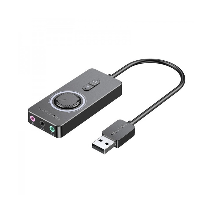 Vention Tarjeta de Sonido USB A a 3x Jack 3.5 Hembra - Color Negro