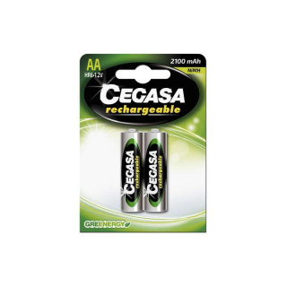 Cegasa HR6 Pack de 2 Pilas Recargables AA 2100mAh - Tecnologia Rtu - Mantiene 85% Energia un Año - Ideal para Dispositivos de