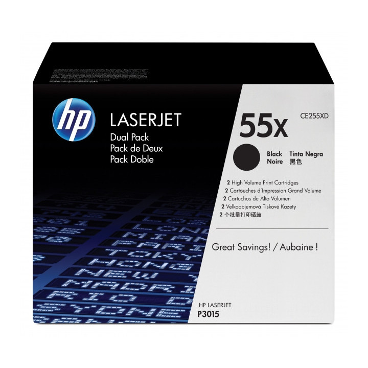 HP CE255XD Negro Pack de 2 Cartuchos de Toner Original - 55X