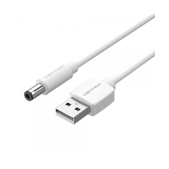 Vention Cable Alimentacion USB-A Macho a DC 5.5mm Macho - 1.5m - Color Blanco