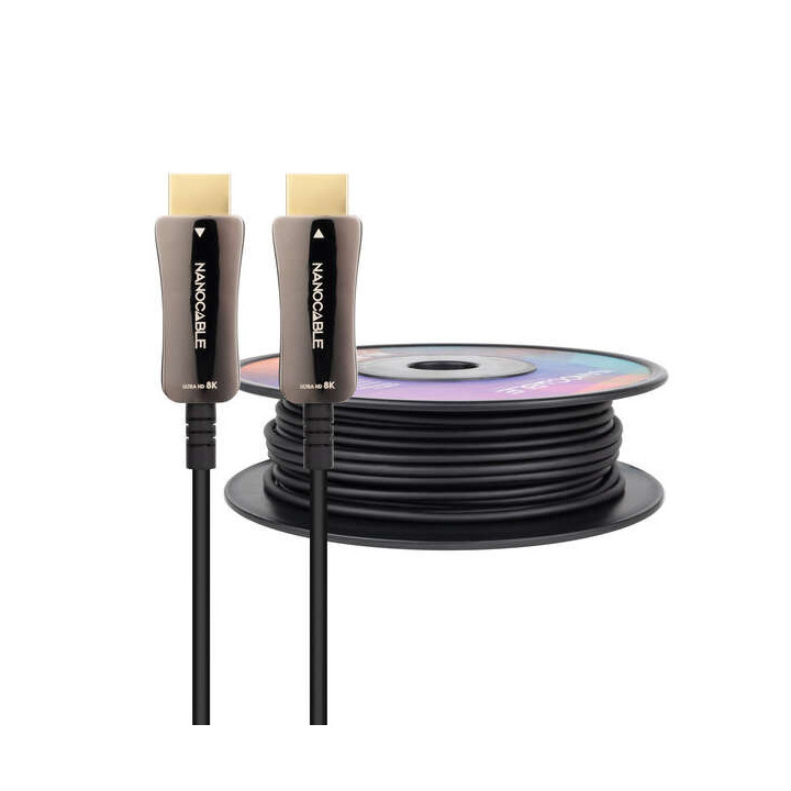 Nanocable Cable HDMI v2.1 AOC Macho a HDMI v2.1 Macho 100m - 8K@60Hz 4K@120Hz 48Gbps - Color Negro