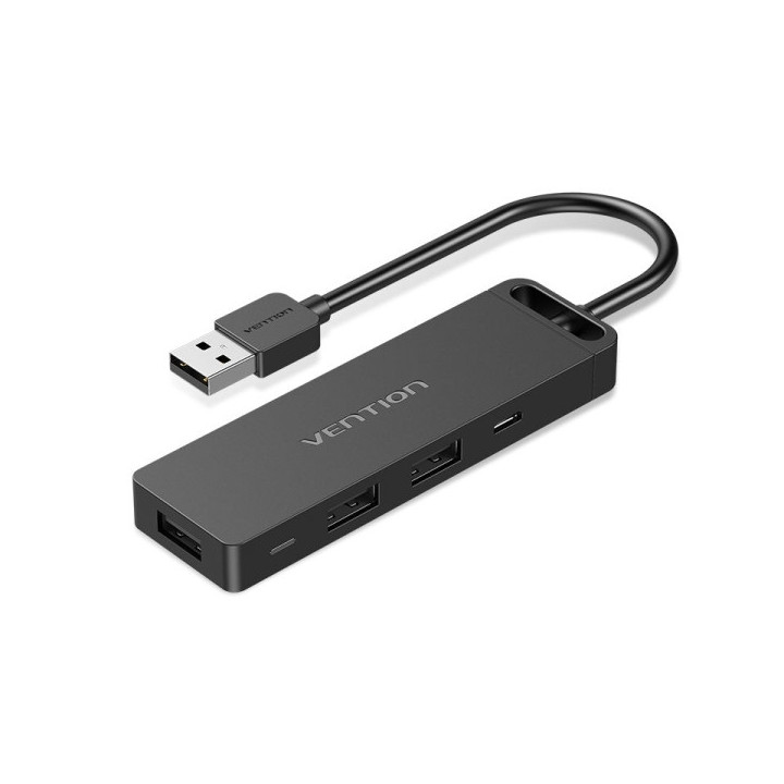 Vention HUB 6 en 1 USB-A a 3xUSB 2.0/SD/TF/Micro-B - 0.15m - Color Negro