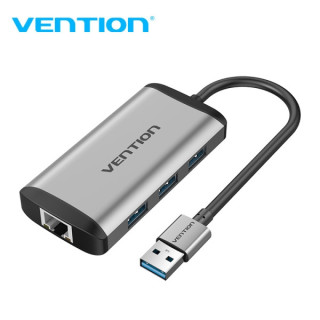 Vention CKBHB HUB USB x3 Ethernet - USB 3.0 - Gigabit Ethernet - 1200 Mbps - Compatible con USB-A/USB-C - Certificacion CE - Co