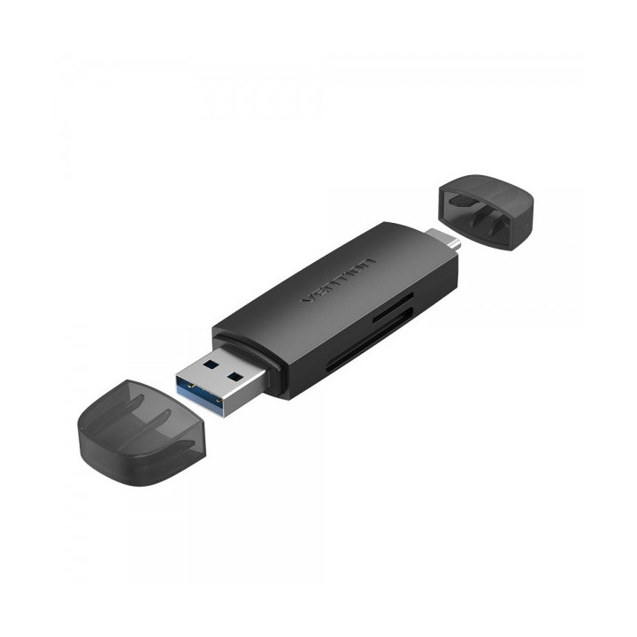 Vention Lector de Tarjetas Externo USB 3.0 y USB-C - Color Negro