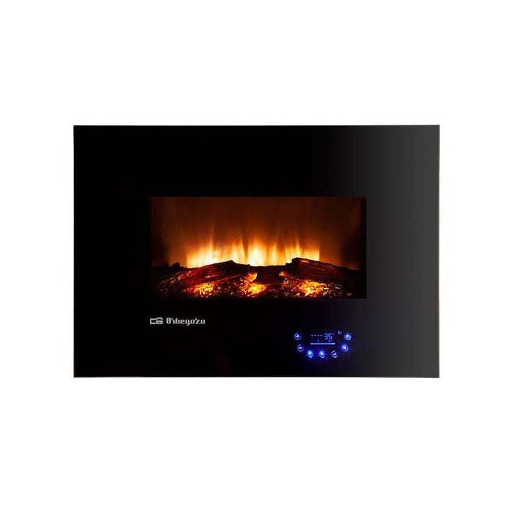 Orbegozo 8000 Chimenea Electrica Efecto Fuego Real - Potencia 1800W - Panel de Control Tactil - 5 Niveles de Intensidad de Llam
