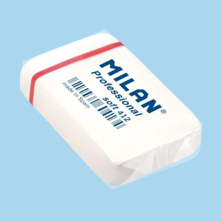 Milan Professional Soft 412 Goma de Borrar Rectangular - Miga de Pan - Caucho Sintetico - Envueltas Individualmente - Color Bla