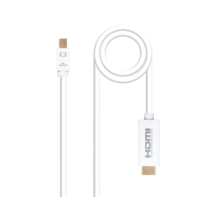 Nanocable Cable Conversor Mini DP Macho a HDMI v1.4 Macho 2m - Color Blanco
