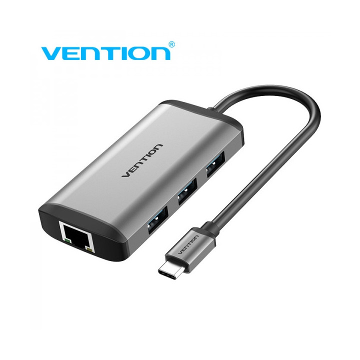 Vention Docking Station 6 en 1 USB-C a HDMI 4K/3xUSB3.0/RJ45/PD87W - 0.15m - Color Gris