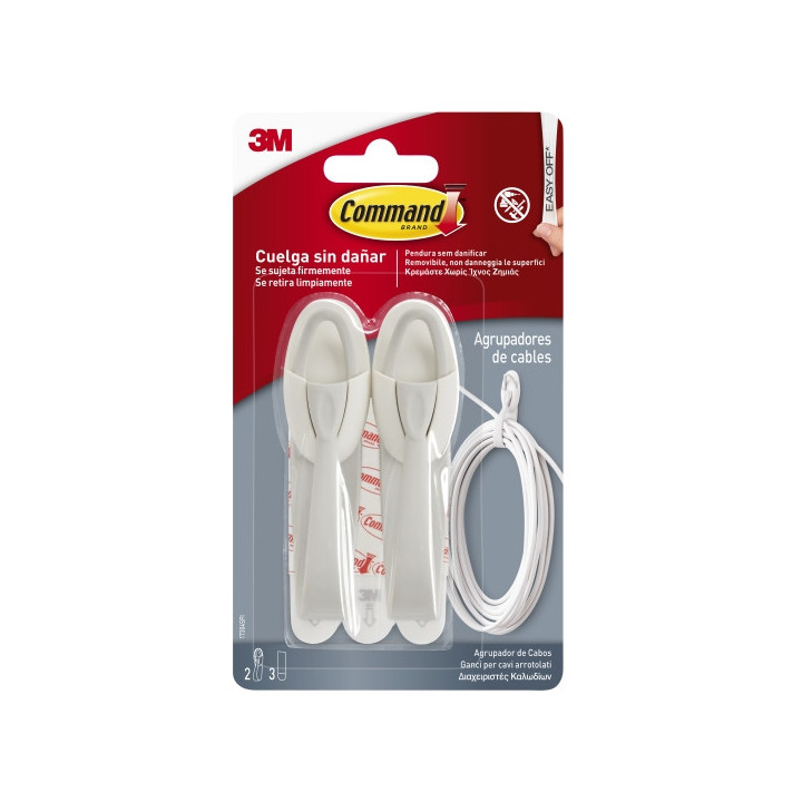 Command Organizador de Cables - Fijacion en Superficie - Color Blanco
