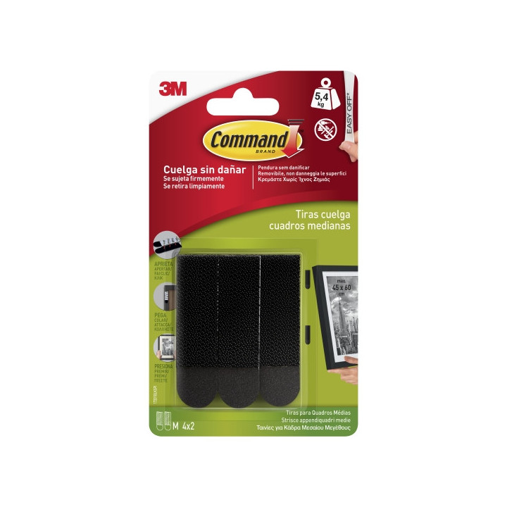 Command Tiras Adhesivas para Colgar Cuadros - Color Negro