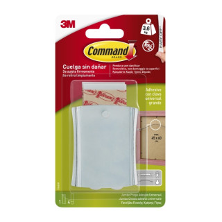 Command Universal Soporte Adhesivo con Clavo para Colgar - 4 Tiras Adhesivas - Extragrande - Soporta hasta 3.6kg - Color Gris M