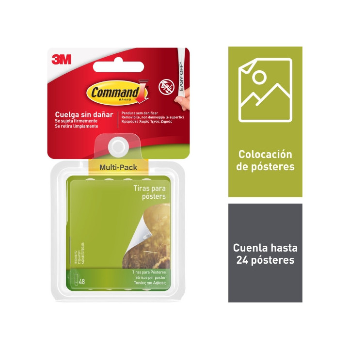 Command Tiras Adhesivas para Posteres - Color Gris