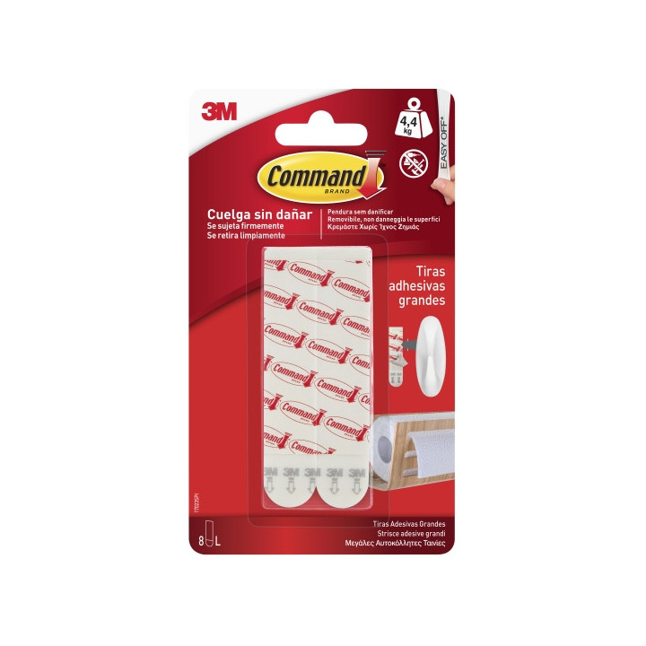 Command Tiras Adhesivas de Repuesto - Formato L - Soporta hasta 4.4kg - Color Blanco