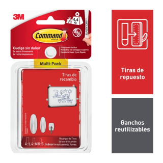 Command Tiras Adhesivas de Repuesto - Formatos Surtidos - Soporta hasta 4.4kg - Color Transparente