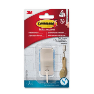 Command Gancho Compacto para Aseo - Resistente al Agua - 1 Unidad - 2 Tiras Adhesivas - Soporta hasta 450G - Talla S - Color N