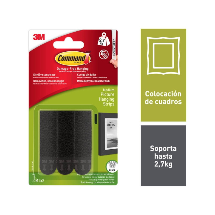 Command Tiras Adhesivas para Colgar Cuadros - Color Negro