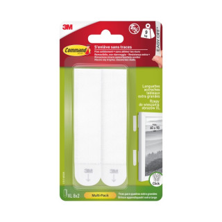 Command Pack de 16 Tiras Adhesivas para Objetos Pesados - 8 Pares XL - Soporta hasta 9kg - Color Blanco