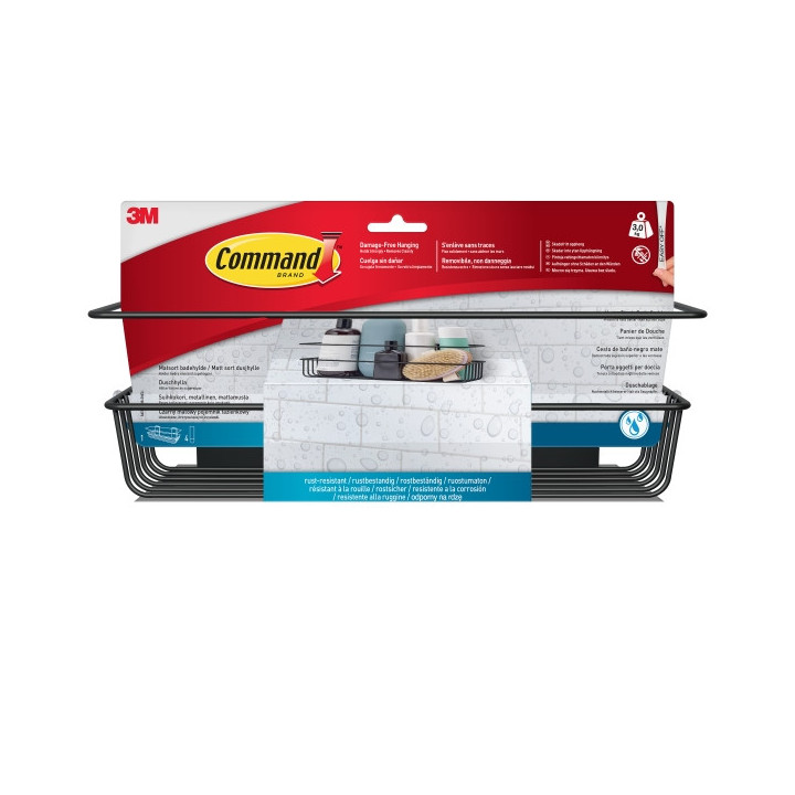 Command Cesto Organizador de Aseo - Soporta hasta 3kg - Incluye 4 Tiras Adhesivas - Color Negro Mate