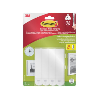 Command Pack de 48 Tiras Adhesivas para Objetos Pesados - 24 Pares XL - Soporta hasta 9kg - Color Blanco