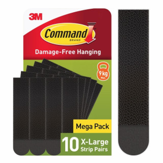 Command Pack de 20 Tiras Adhesivas para Colgar Cuadros - 10 Pares XL - Color Negro