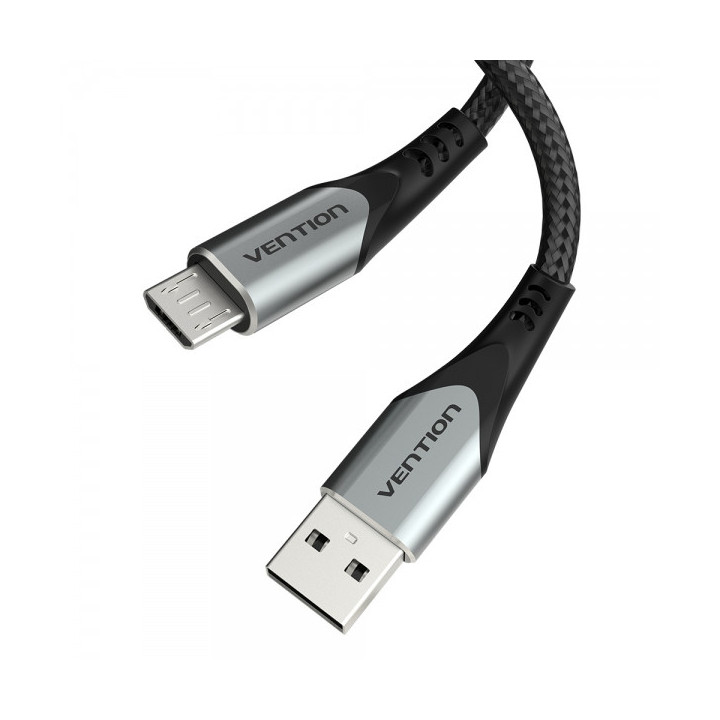 Vention Cable USB 2.0 Macho a MicroUSB Macho 60W 480Mbps - 1m - Color Gris