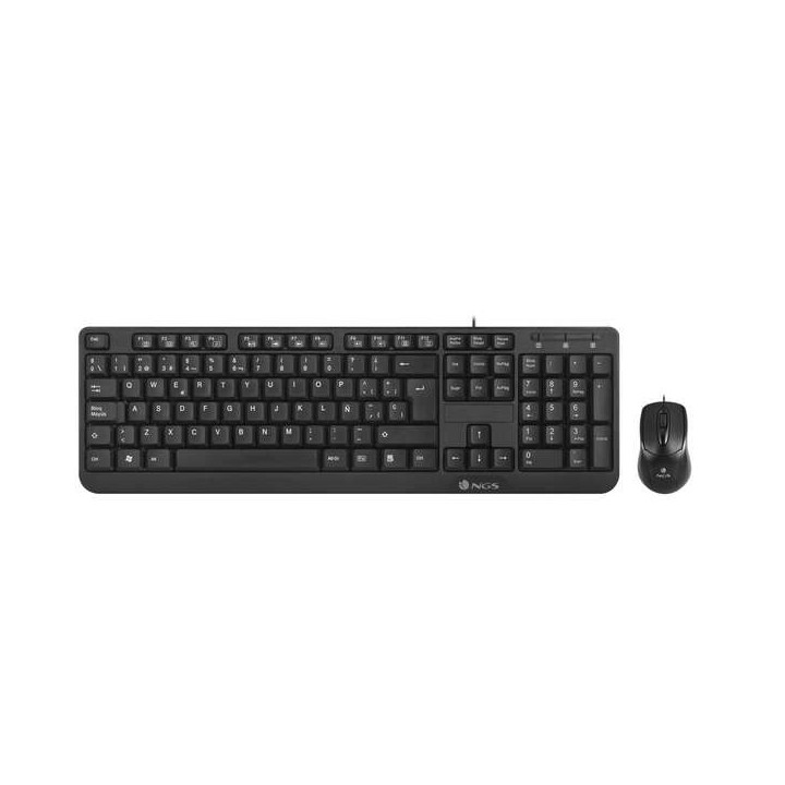 NGS Cocoa Pack USB Teclado Multimedia + Raton 1000dpi 3 Botones - Uso Ambidiestro - Color Negro