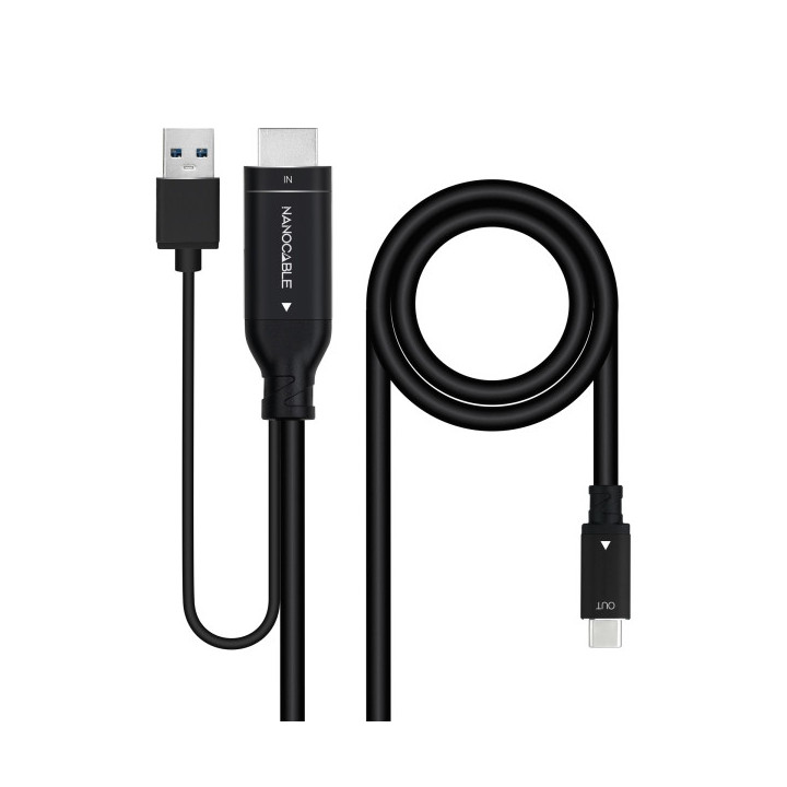 Nanocable Cable Conversor HDMI Macho a USB-C Macho - Longitud 1.8m - Color Negro
