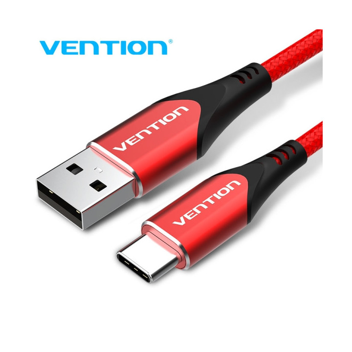 Vention Cable USB 2.0 A-C 3A - Carga Rapida 3A - Compatible Huawei FCP/QC - Nylon Trenzado Duradero - Transferencia 480 Mbps -