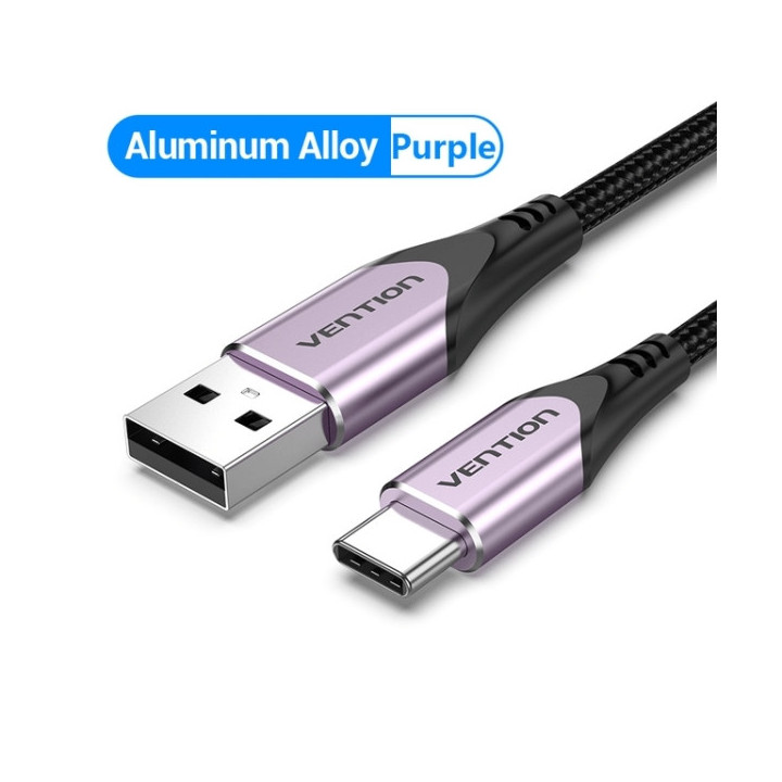 Vention Cable USB-C 2.0 a USB-A 3A 60W - 1m - Trenzado - Color Violeta