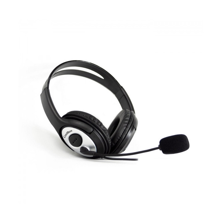 Coolbox CoolChat 3.5 Auriculares con Microfono - Diadema Ajustable - Almohadillas Acolchadas - Control de Volumen - Cable de 2m