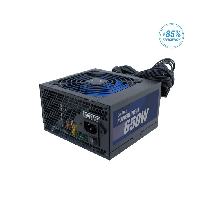 Coolbox PowerLine III 650W Fuente de Alimentacion 650W ATX 12V - PFC Activo - Ventilador 120mm