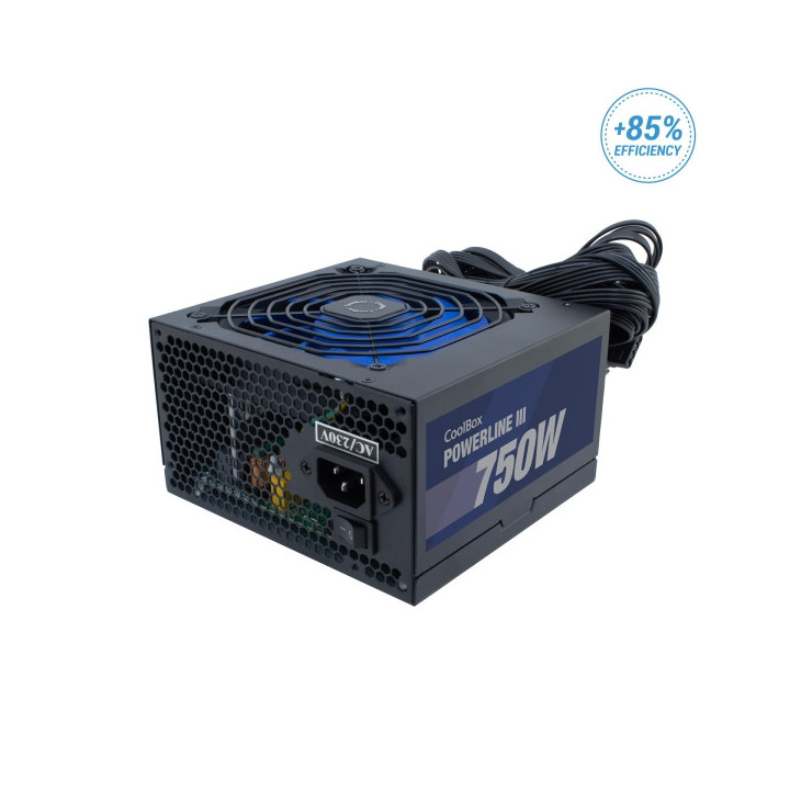 Coolbox PowerLine III 750W Fuente de Alimentacion 750W ATX 12V V2.31 - PFC Activo - Ventilador 120mm