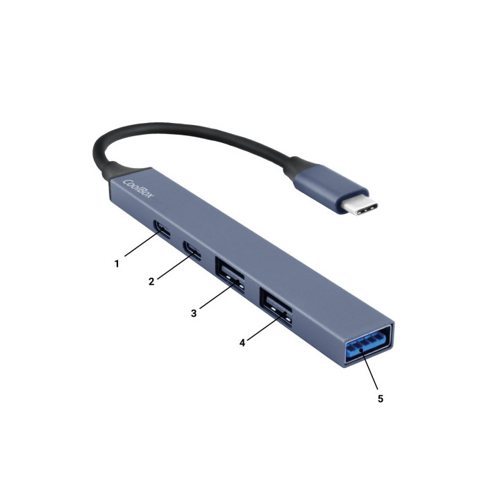 CoolBox 5 en 1 Hub miniDOCK5 USB-C - 1x USB-C PD2.0